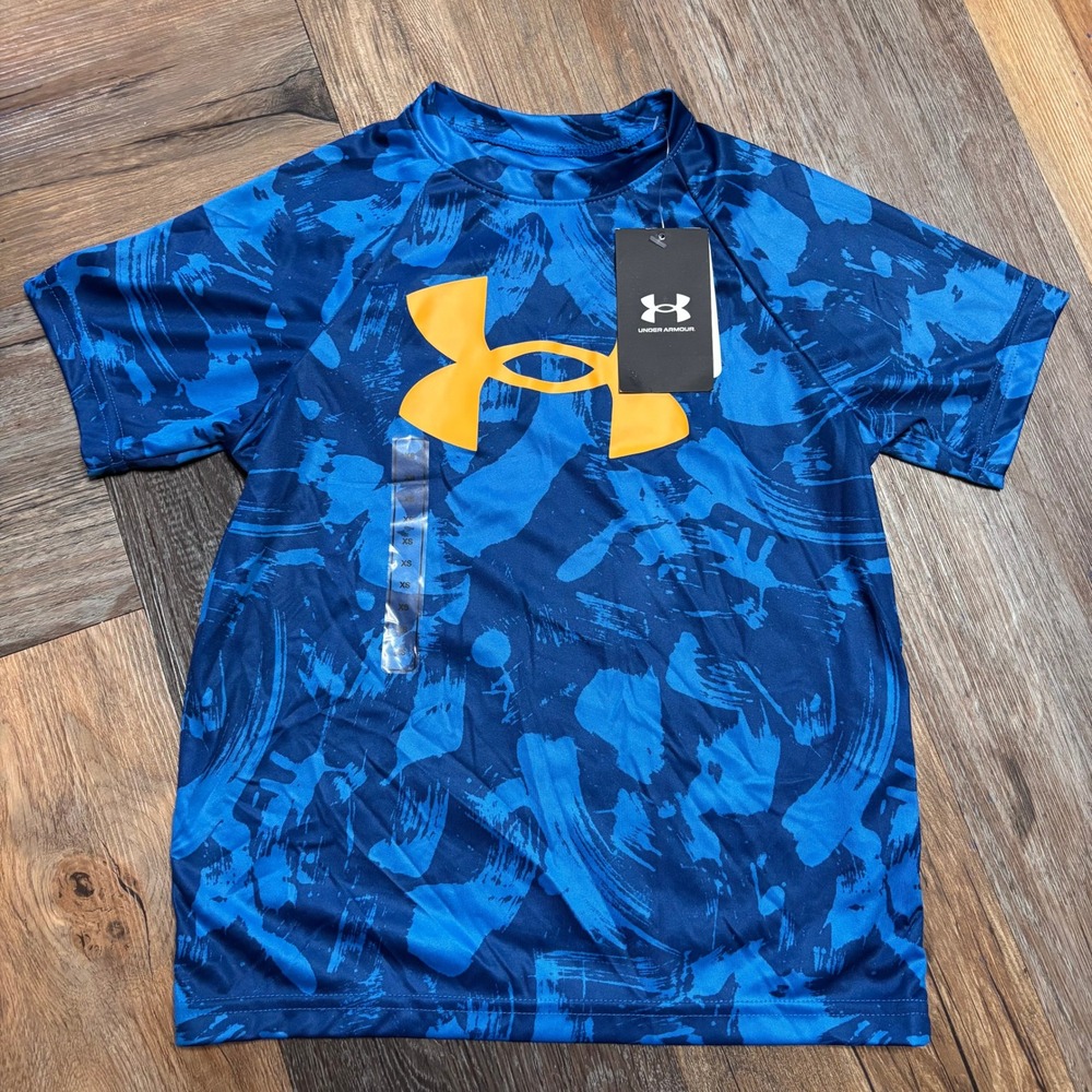 Under Armour Kids UA Tech Big Logo Printed Shirt Blue XS New NWT